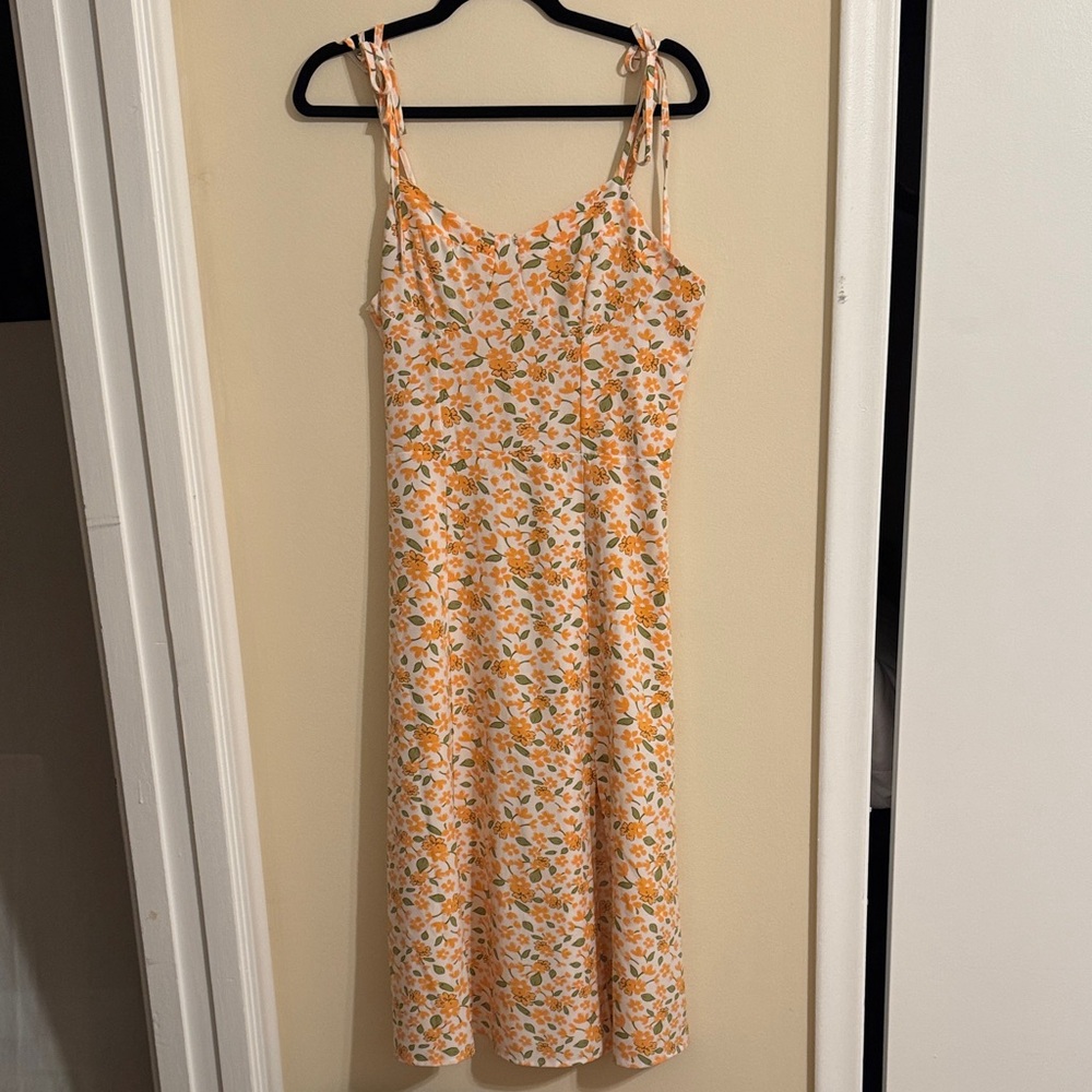 Floral Orange and White Dress
